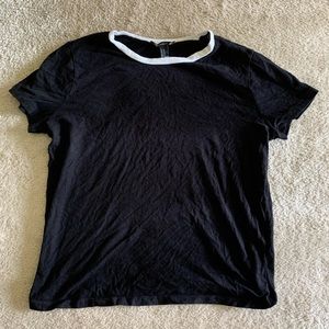 Forever 21 Black Tee with White Collar